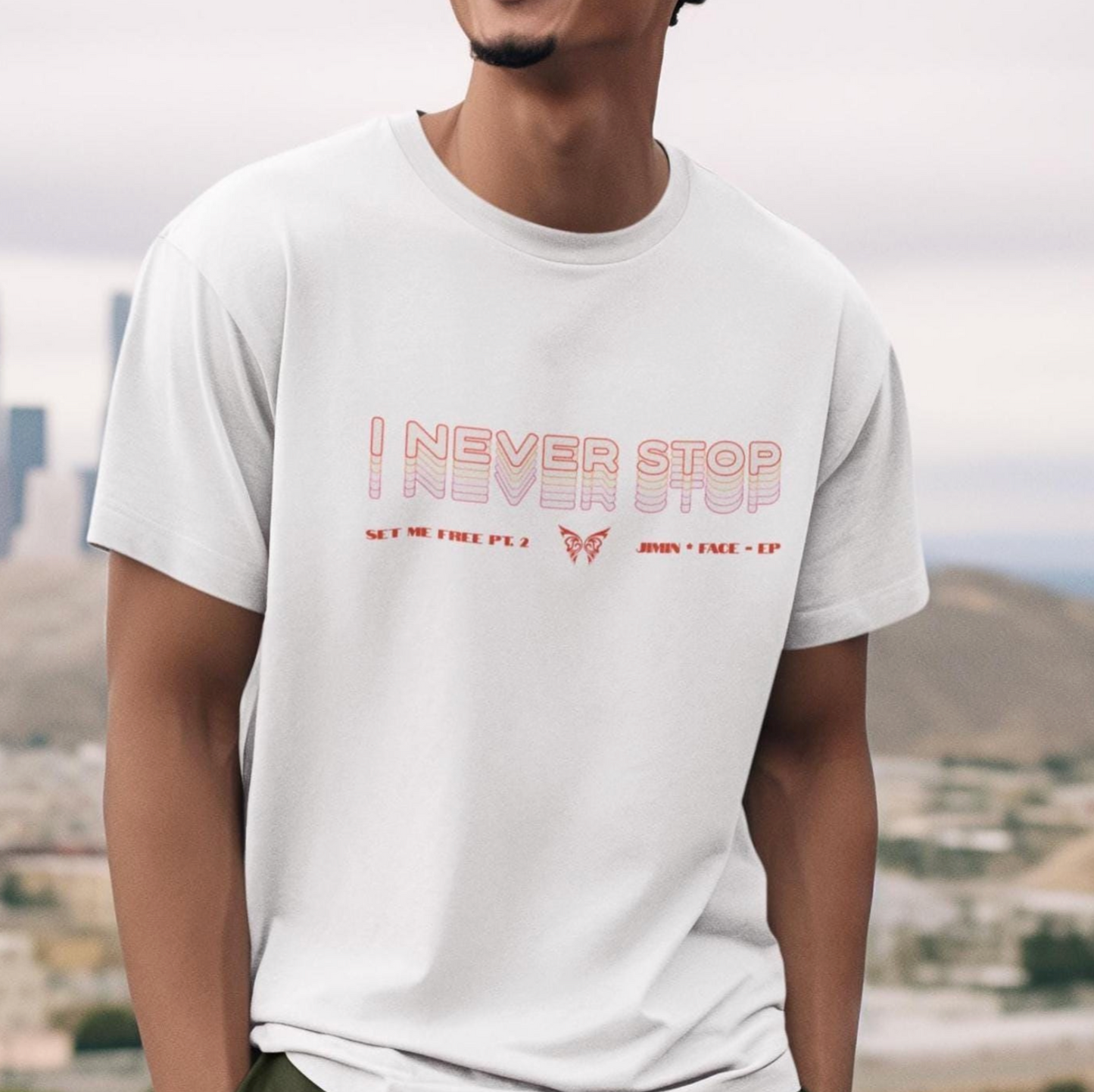BTS Park Jimin Set Me Free Pt. 2 I Never Stop Jimin-Inspired Minimalist Tee for Kpop and music fans