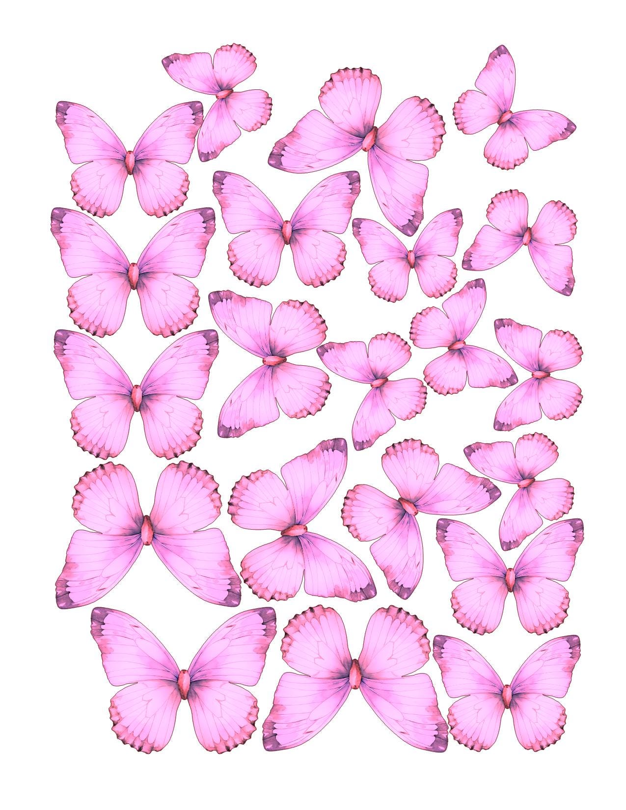 Vibrant Custom Edible Pre-Cut 3D Wafer Paper Butterflies - Multi-Sized For Cakes, Desserts, Drinks, Parties, Weddings and Bouquets