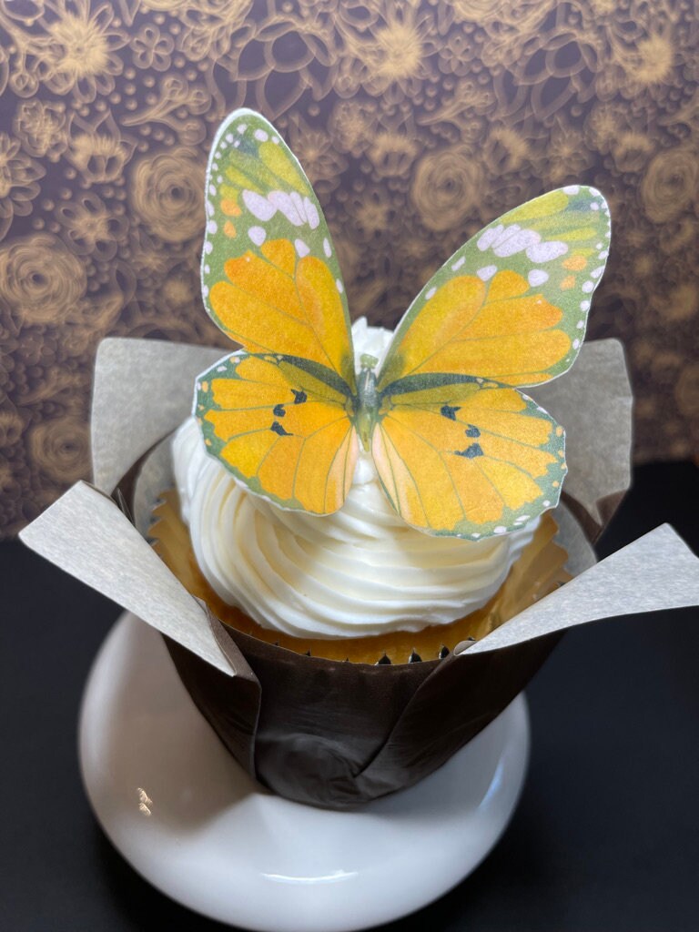 Orange Retro Edible Pre-Cut 3D Wafer Paper Butterflies - Multi-Sized Edible Butterflies