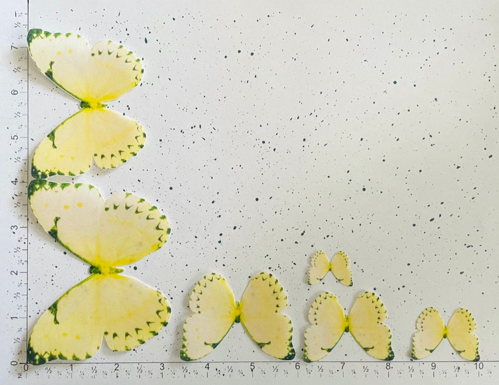 Lemon Yellow Edible Pre-Cut 3D Wafer Paper Butterflies Multi Sized Edible Butterflies