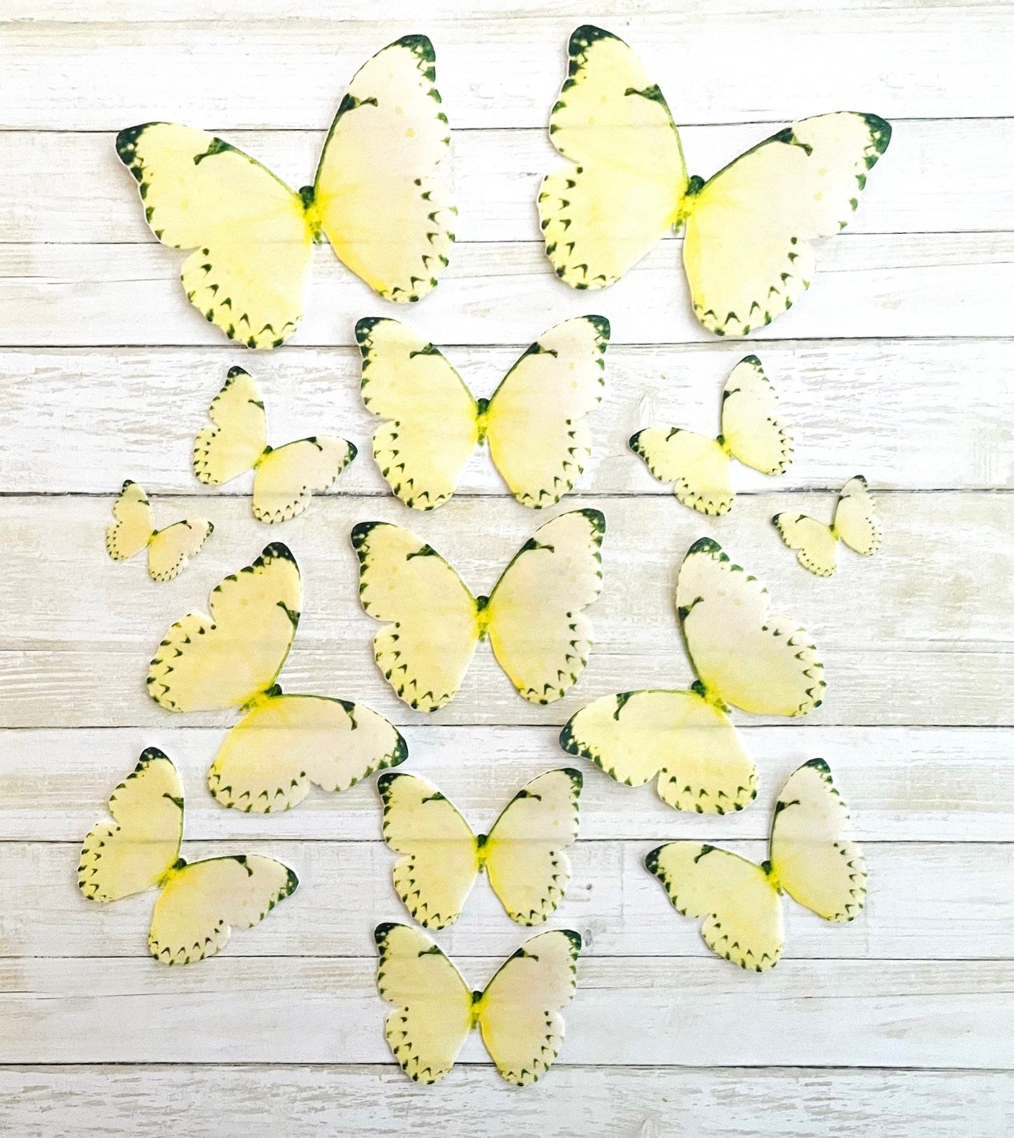 Lemon Yellow Edible Pre-Cut 3D Wafer Paper Butterflies Multi Sized Edible Butterflies