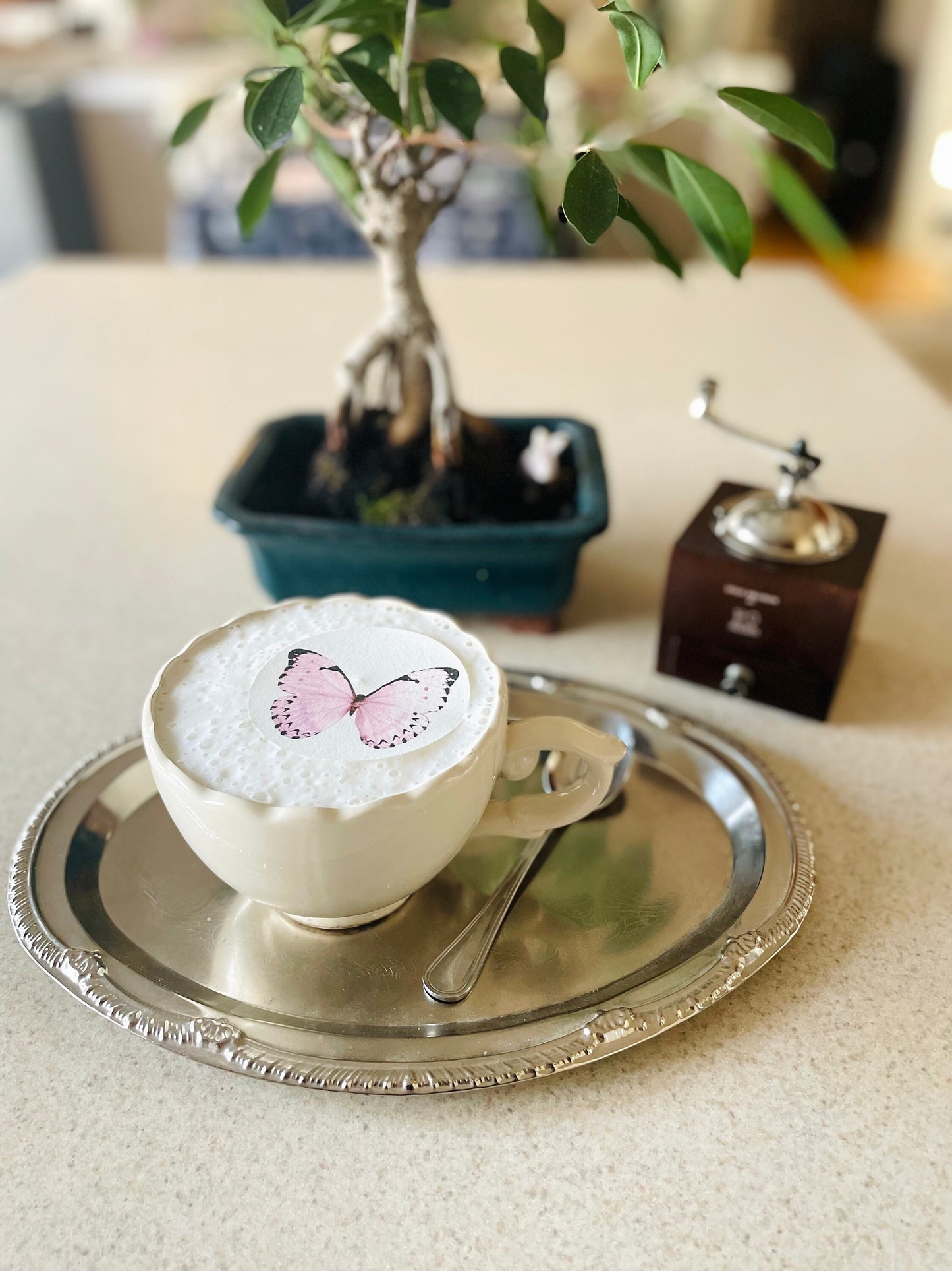 Custom Edible Drink Toppers Assorted Black and Pink Butterfly Decorations for Hot or Cold Drink Icing Sheet Butterflies
