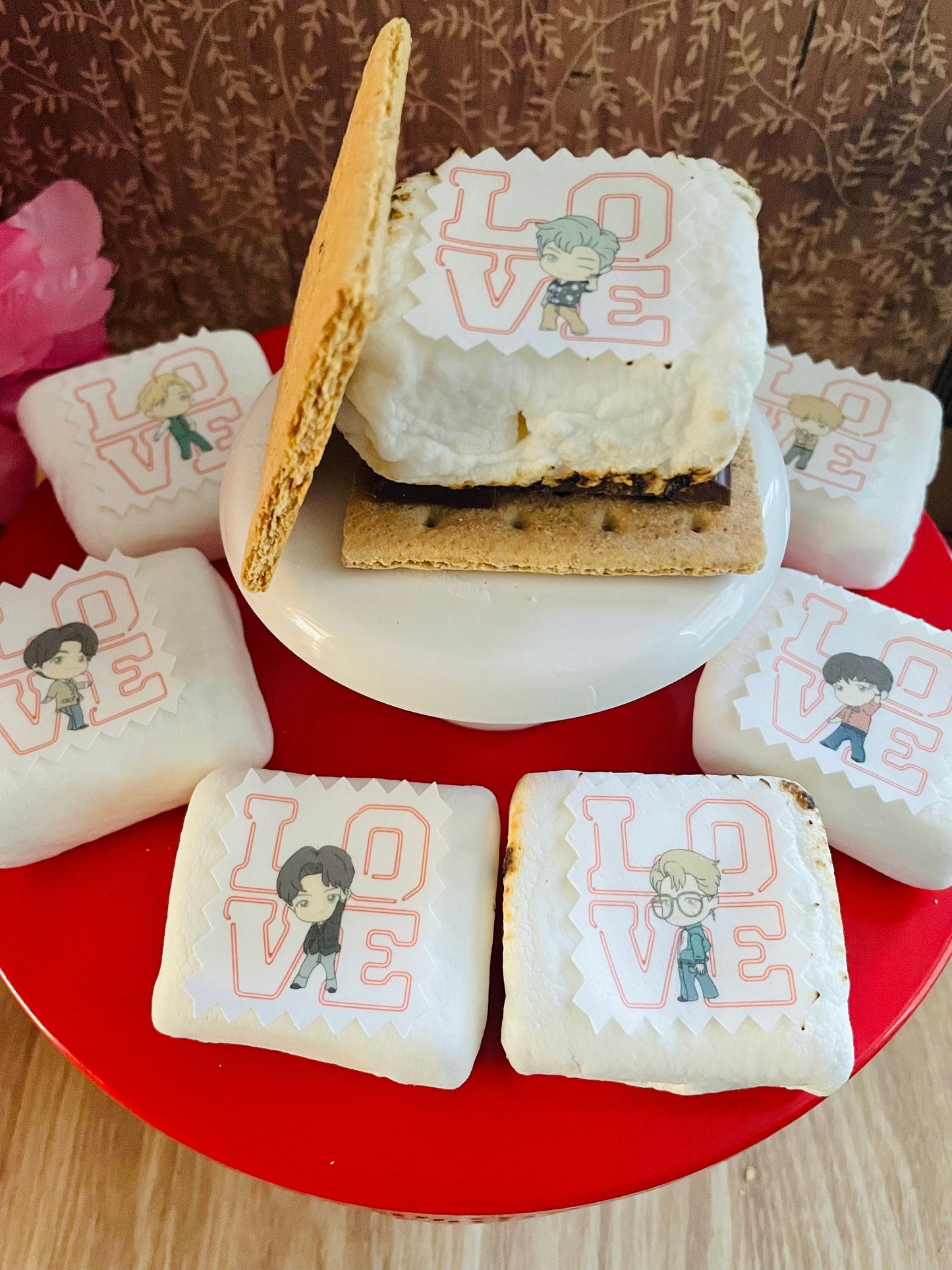 BTS Tiny Tan Love Stamp - Valentine's Day Custom Edible Drink Toppers Confetti for drinks/bakedgoods/marshmallows