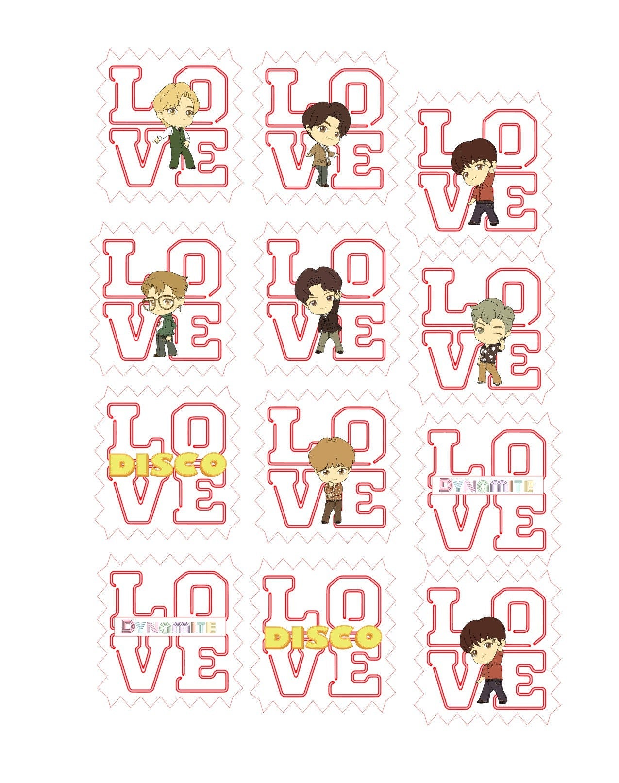 BTS Tiny Tan Love Stamp - Valentine's Day Custom Edible Drink Toppers Confetti for drinks/bakedgoods/marshmallows