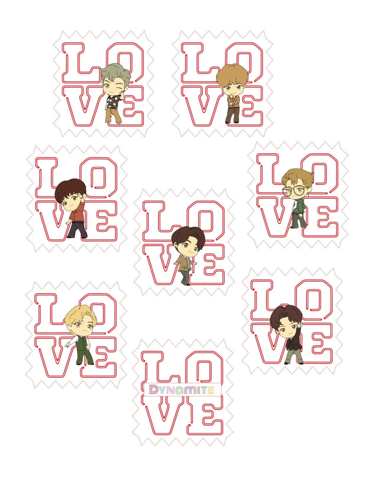 BTS Tiny Tan Love Stamp - Valentine's Day Custom Edible Drink Toppers Confetti for drinks/bakedgoods/marshmallows