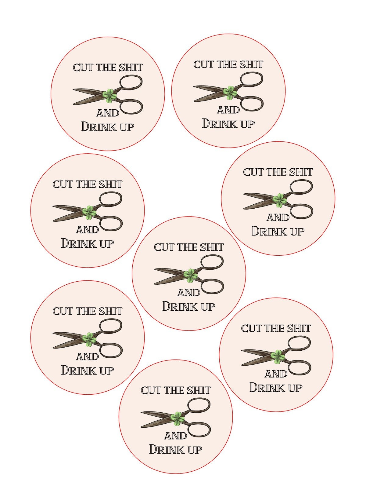 Cut the Sh*t Sassy Custom Edible Bar Cocktail Drink Toppers, 2 sizes