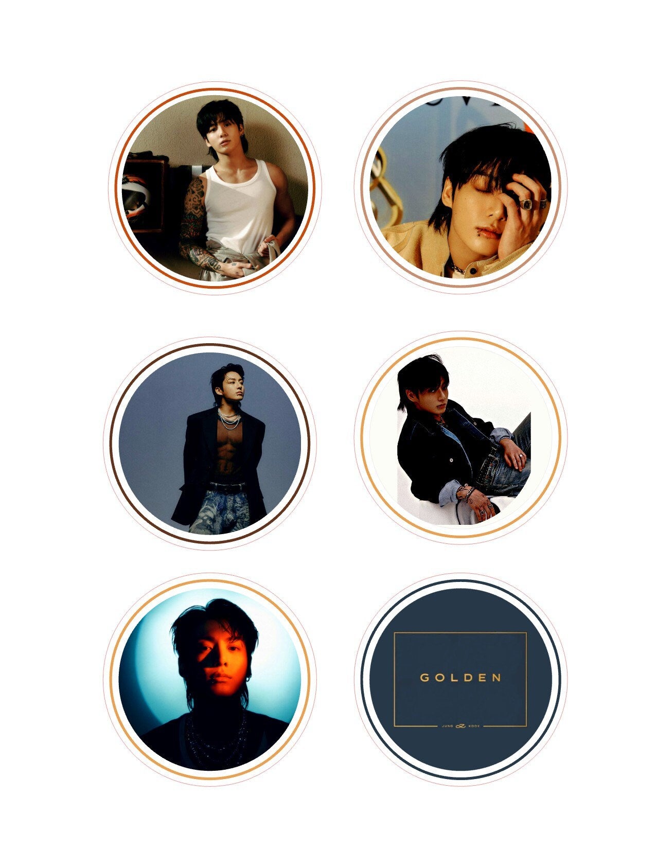 BTS Jungkook GOLDEN Edible drink toppers party decoration cocktail dessert toppers edible wafer paper icing cello