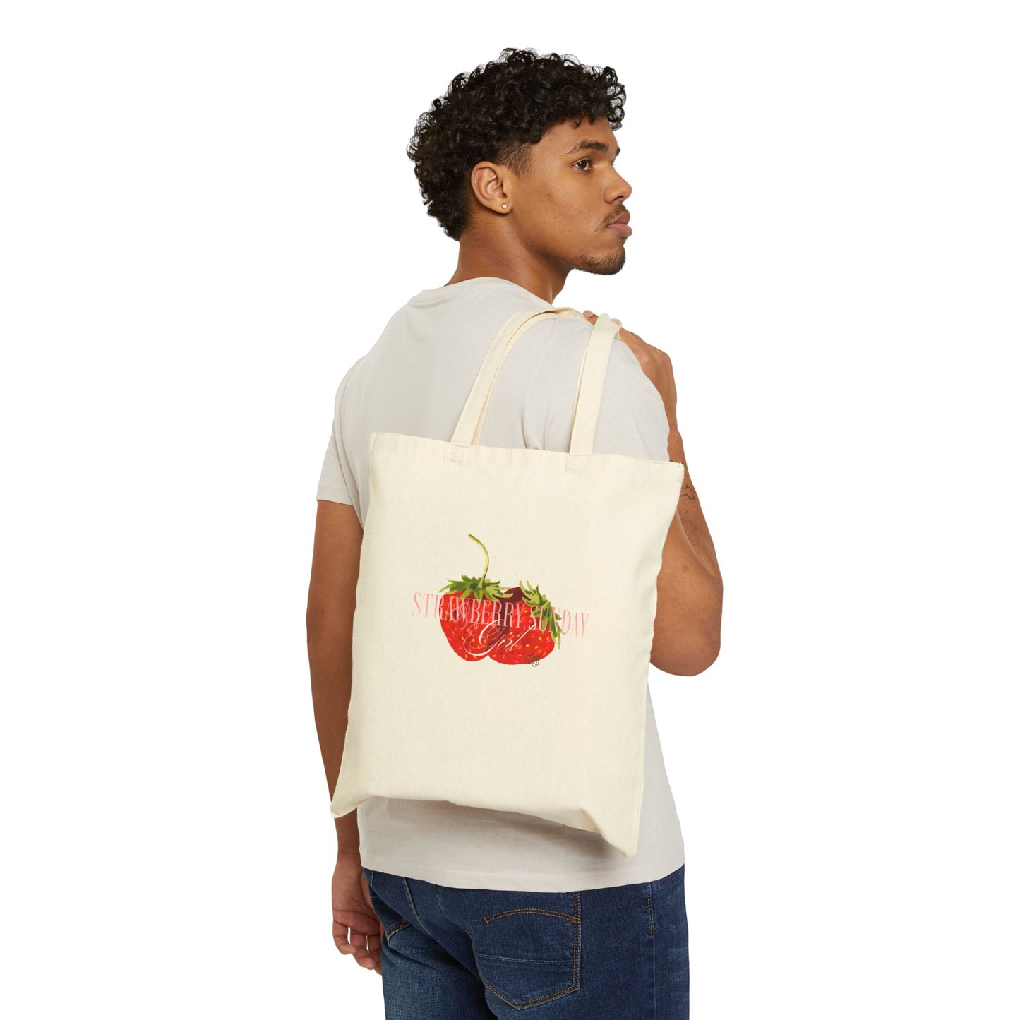 NCT DoJaeJung Strawberry Sunday cotton canvas fan tote bag Jungwoo Jaehyun Doyoung 127
