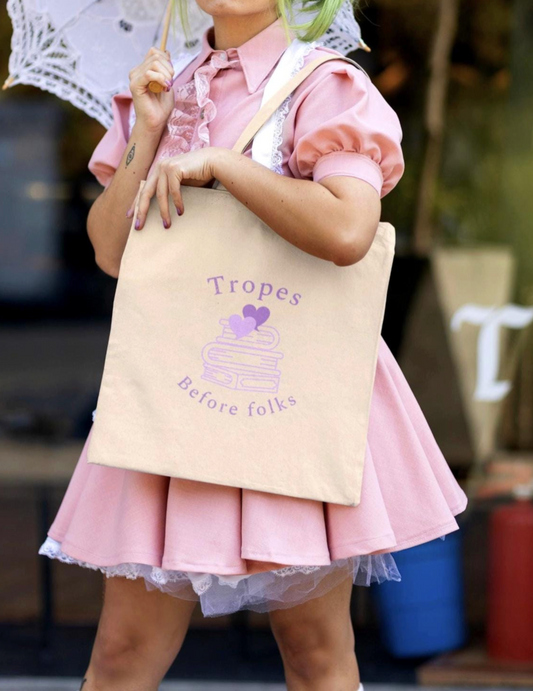 Tropes Before Folks: The Ultimate Bookish Cotton Canvas Tote Bag