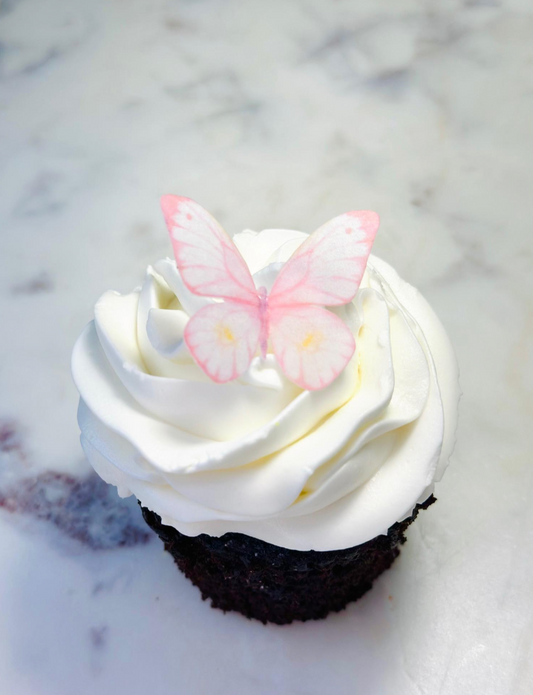 Retro Pink/Yellow Edible Pre-Cut 3D Wafer Paper Butterflies - Multi-Sized Edible Butterflies
