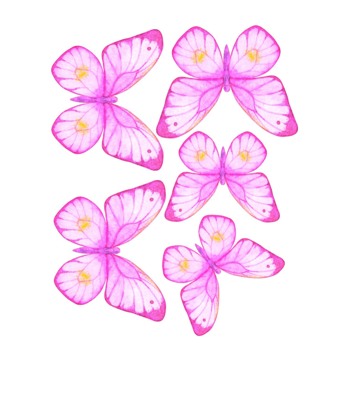 Retro Pink/Yellow Edible Pre-Cut 3D Wafer Paper Butterflies - Multi-Sized Edible Butterflies