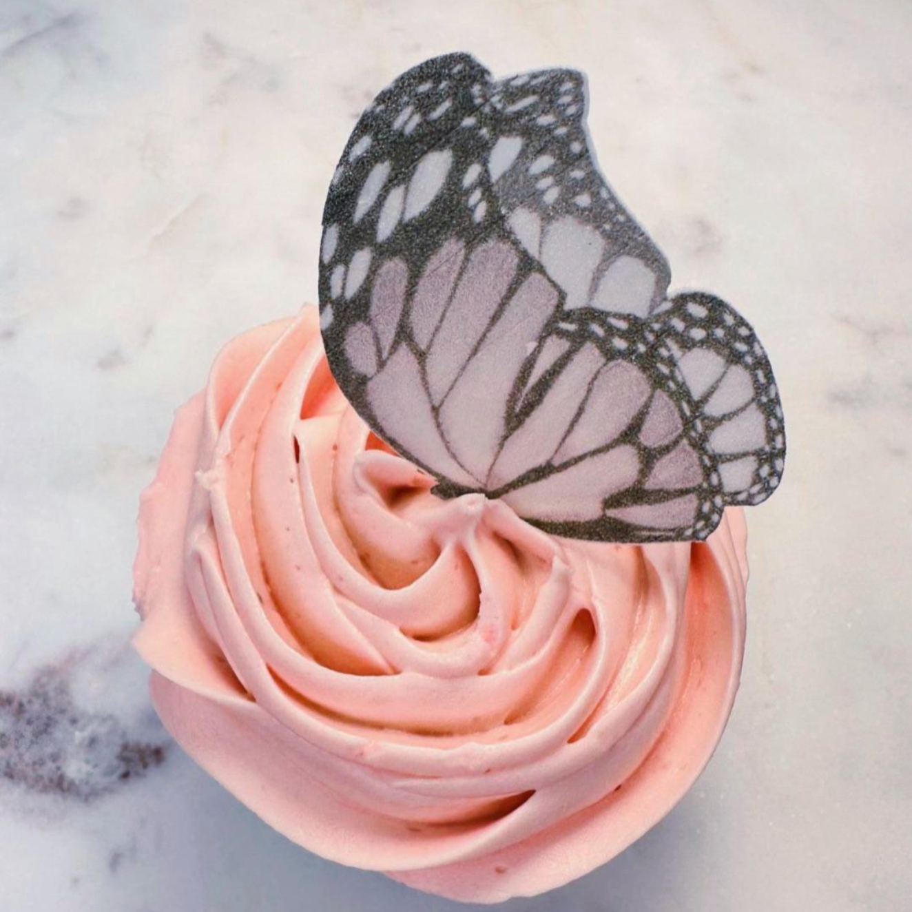 Black grey Monarch Edible Pre-Cut 3D Wafer Paper Butterflies - Multi-Sized Edible Butterflies