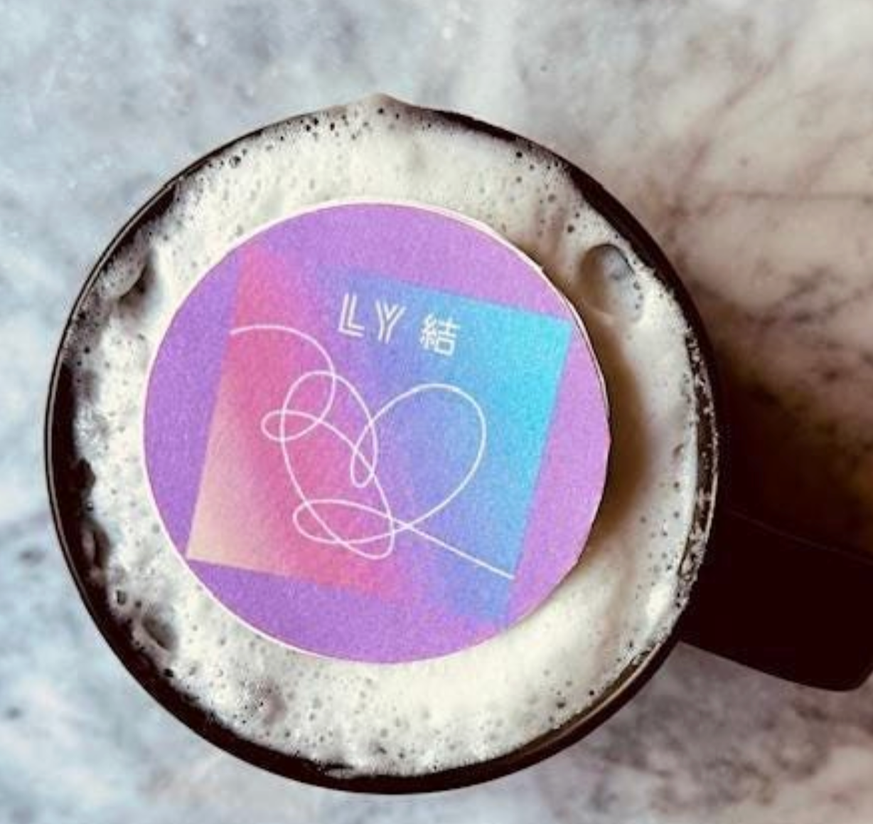 BTS Coffee Album Toppers Icing sheet - Custom Edible Drink Toppers for drinks/bakedgoods/marshmallows