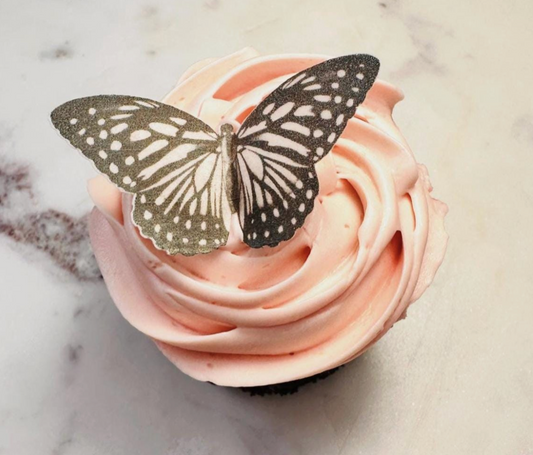 Black frill Edible Pre-Cut 3D Edible Wafer Paper Butterflies Multi Sized Edible Butterflies