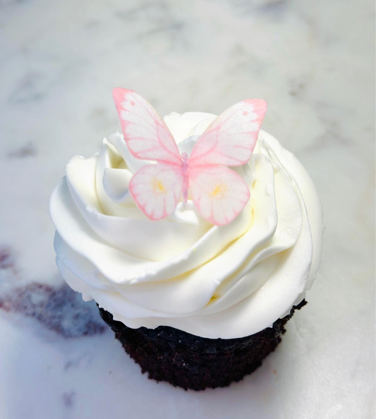 Hot Pink with yellow dot Edible Pre-Cut 3D Wafer Paper Butterflies - Multi-Sized Edible Butterflies