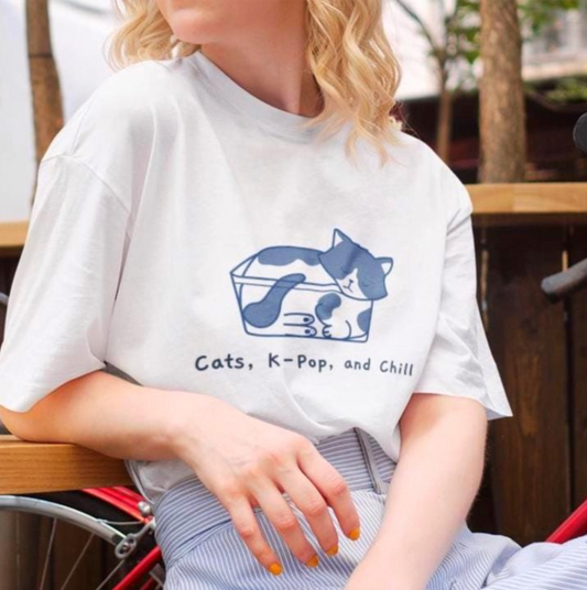 Cats, Kpop and chill Kpop custom fan shirt