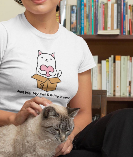 KPOP fan cat lover Just me, my cat, and kpop dreams funny t