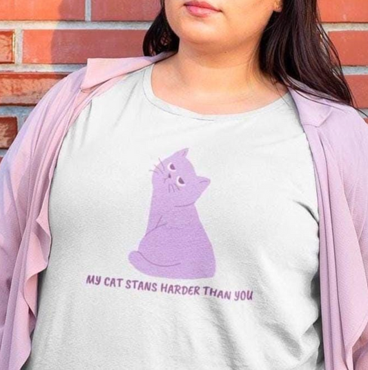 KPOP Fans Funny T My cat stans harder than you custom fan t