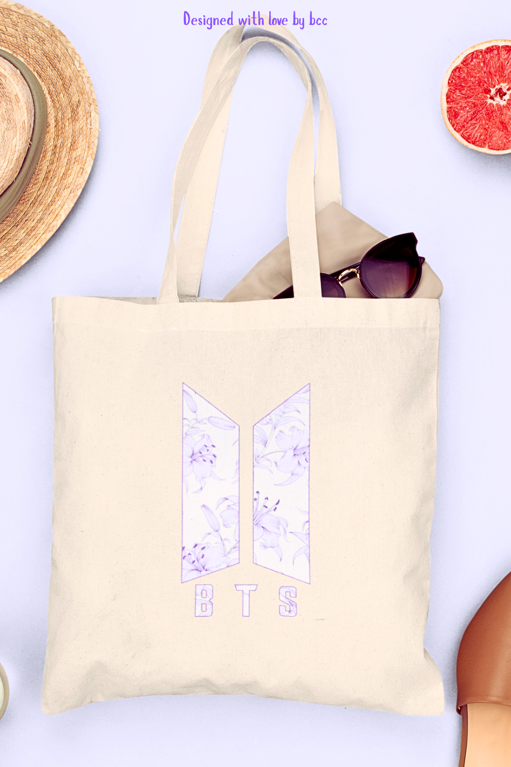 Floral BTS Logo Tote Bloom in Every Step jungkook taehyung jimin jin jhope suga namjoon easter birthday mother's day