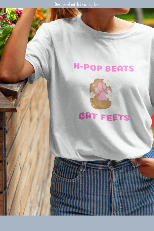 KPOP Fan funny Tee Kpop beats and cat feets custom fan tee