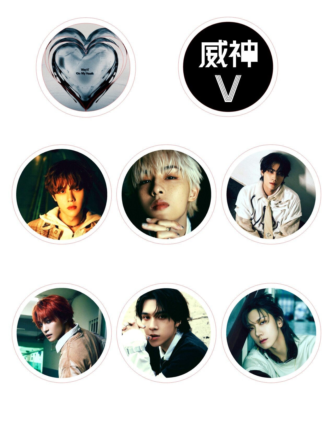 Custom Edible Cupcake Icing Toppers: NCT WayV On My Youth K-pop