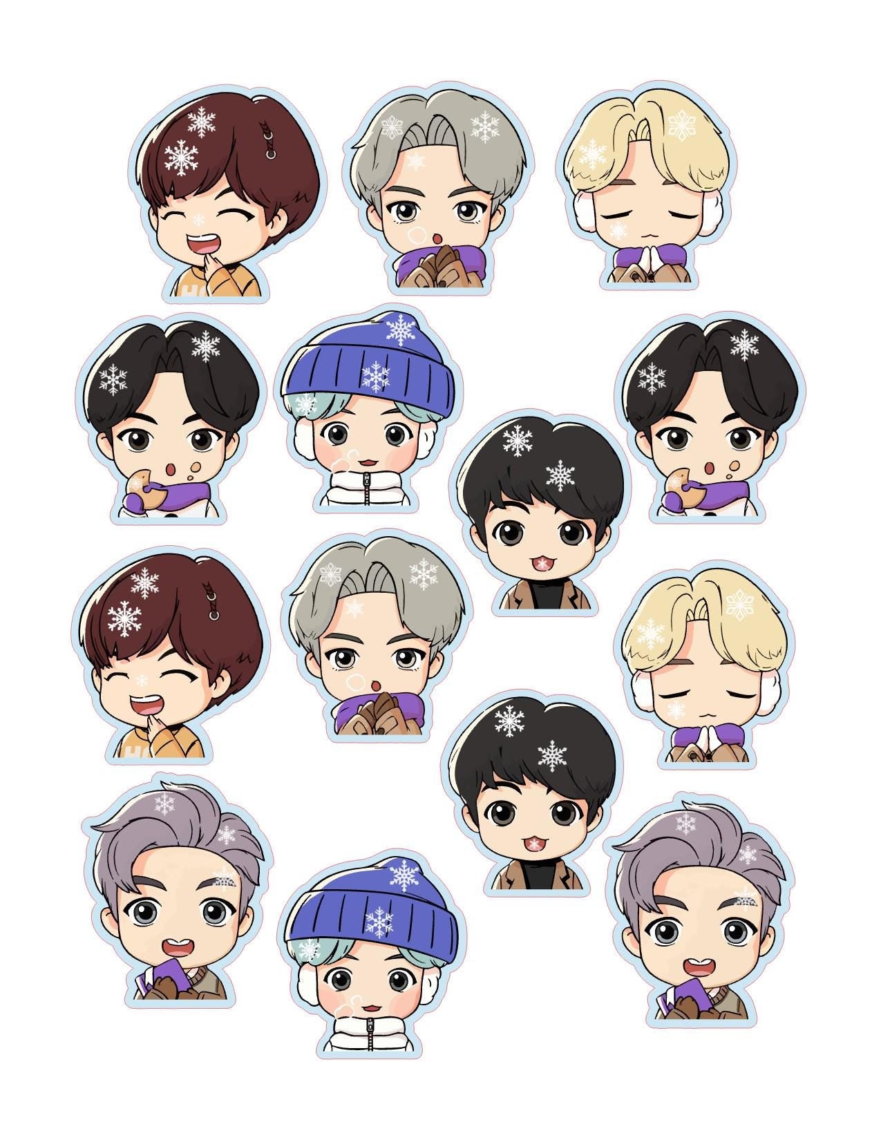 BTS Tinytan Snow Bunny Christmas Winter Edible Custom Drink/Cake Toppers for drinks/bakedgoods/marshmallows