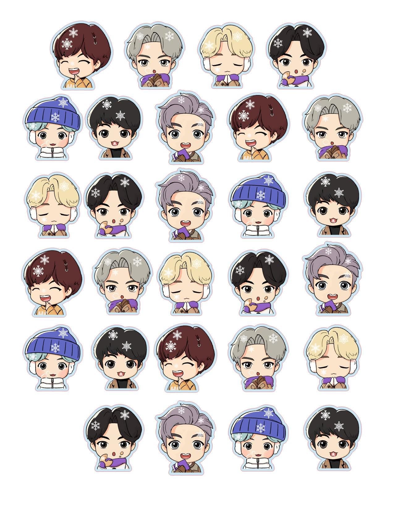 BTS Tinytan Snow Bunny Christmas Winter Edible Custom Drink/Cake Toppers for drinks/bakedgoods/marshmallows
