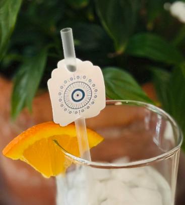 Precut Custom Evil Eye Edible Party Straw Toppers Card Stock wafer paper for drinks cupcakes desserts party favors birthdays