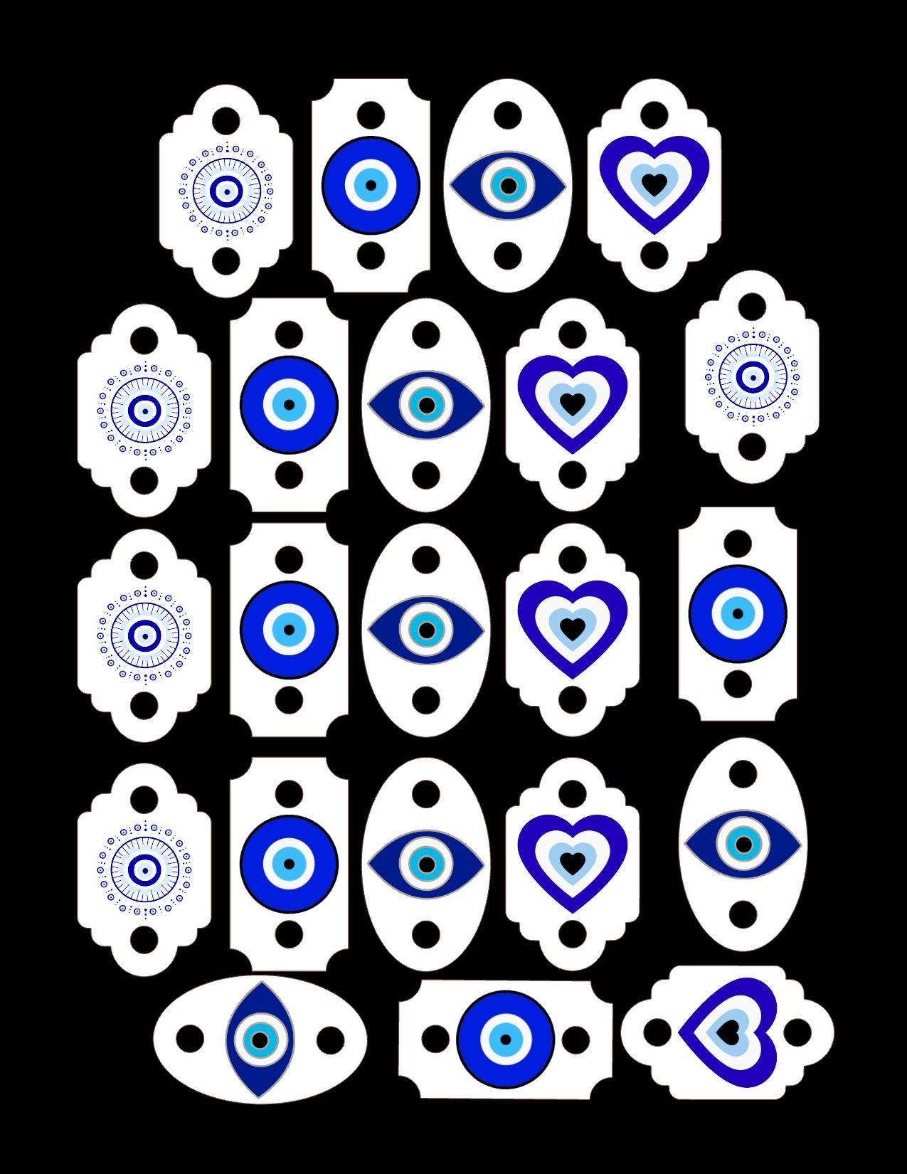 Precut Custom Evil Eye Edible Party Straw Toppers Card Stock wafer paper for drinks cupcakes desserts party favors birthdays