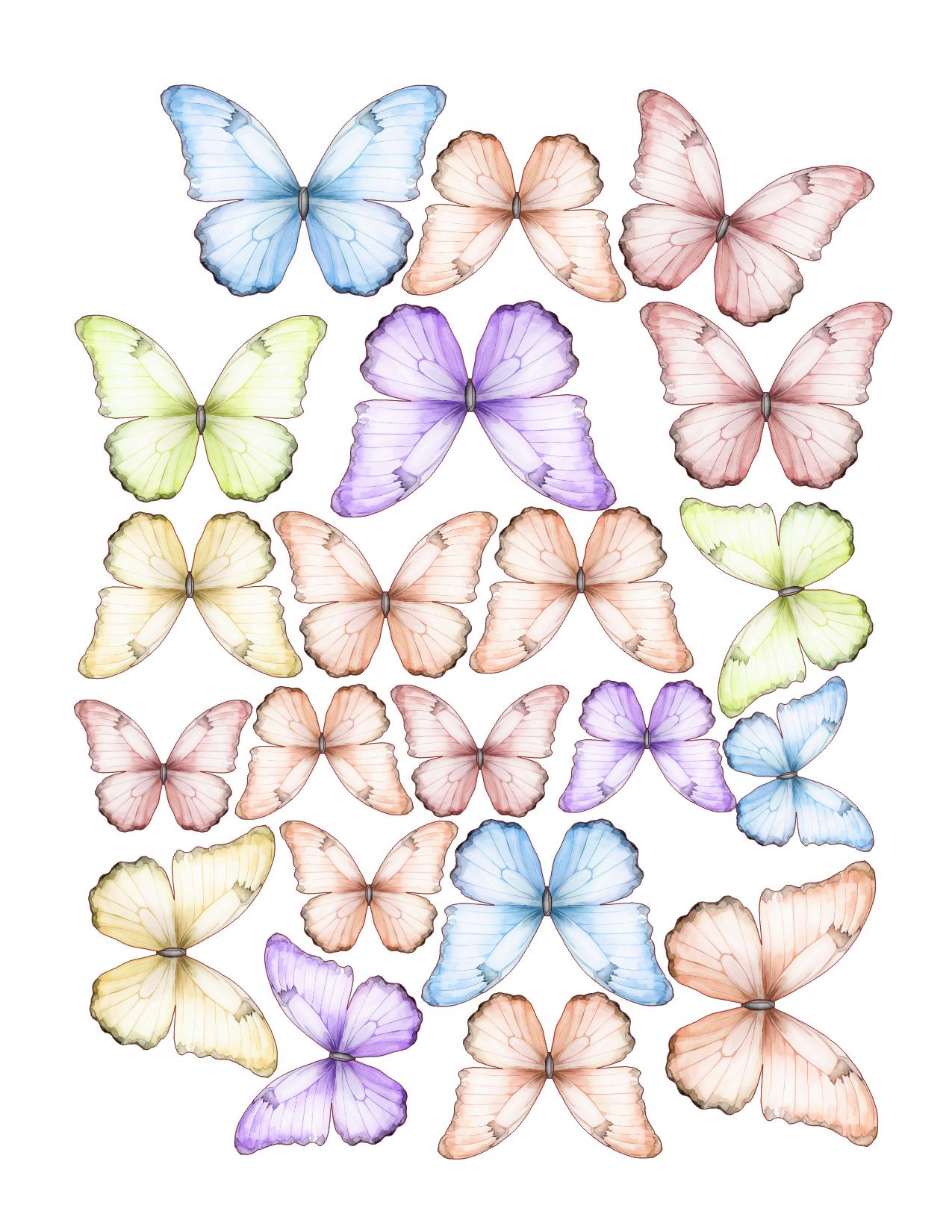 Boho Custom Edible Pre-Cut 3D Wafer Paper Butterflies - Multi-Sized For Desserts, Drinks, Parties, Weddings and Bouquets