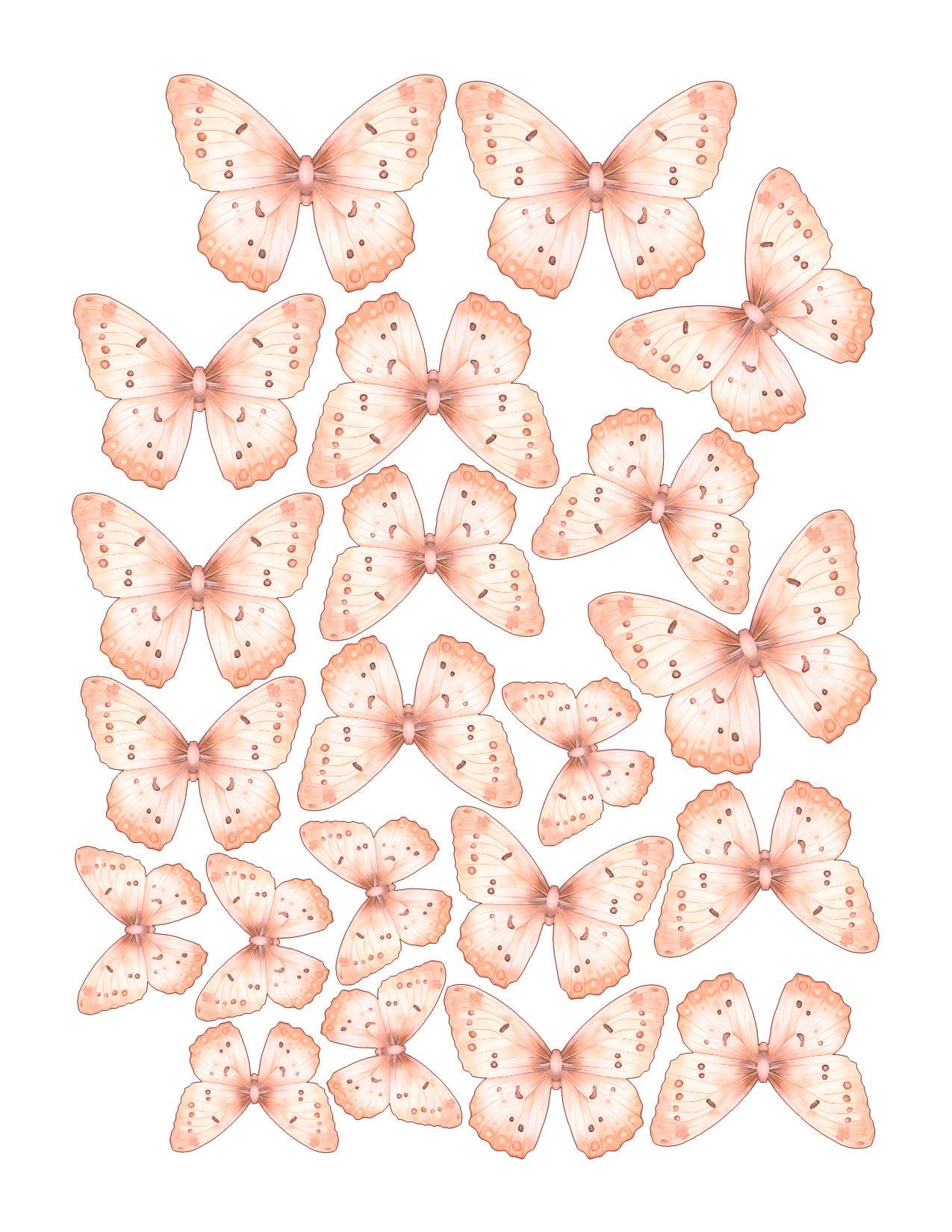 Spotted Boho Custom Edible Pre-Cut 3D Wafer Paper Butterflies - Multi-Sized For Cakes, Desserts, Drinks, Parties, Weddings and Bouquets