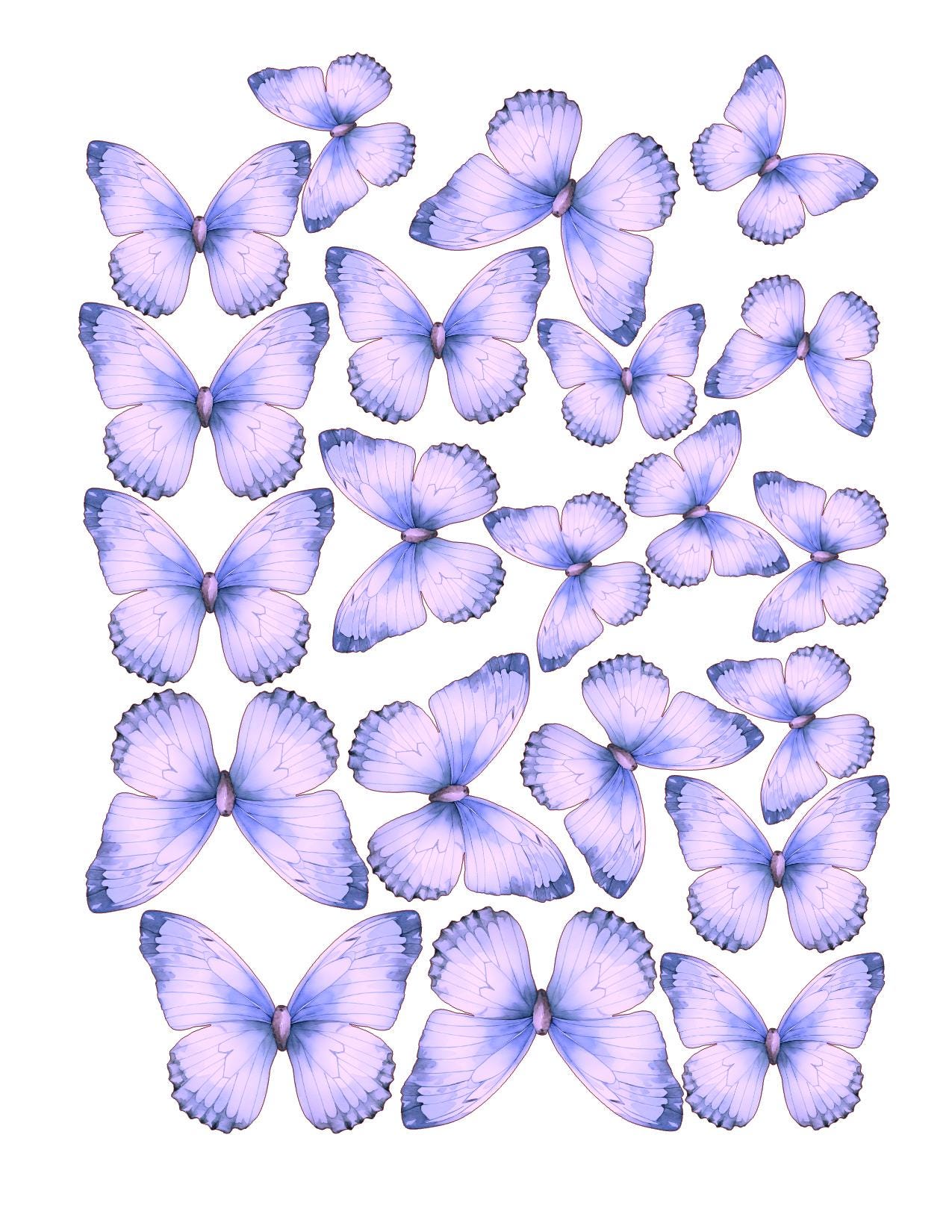 Vibrant Custom Edible Pre-Cut 3D Wafer Paper Butterflies - Multi-Sized For Cakes, Desserts, Drinks, Parties, Weddings and Bouquets