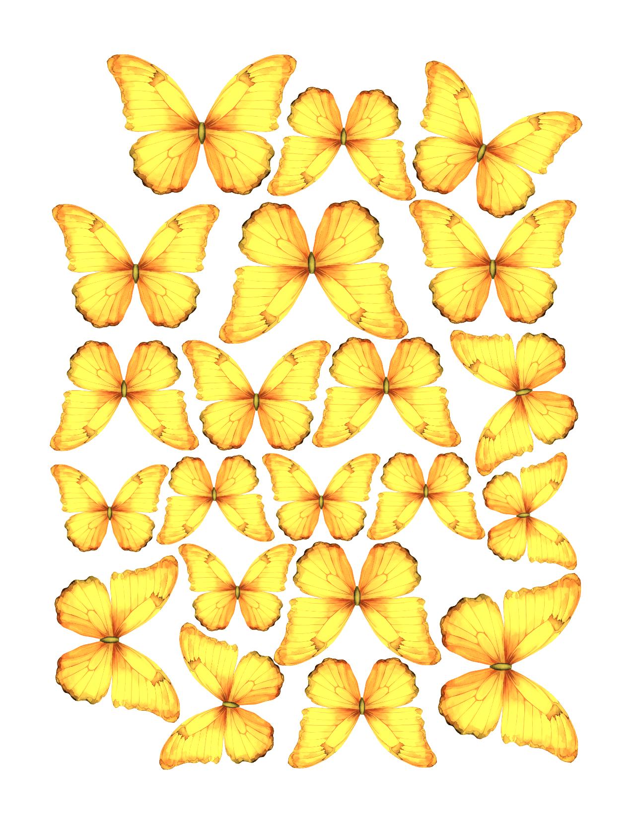 21 Plush Boho Custom Edible Pre-Cut 3D Wafer Paper Butterflies - Multi-Sized For Cakes, Desserts, Drinks, Parties, Weddings and Bouquets