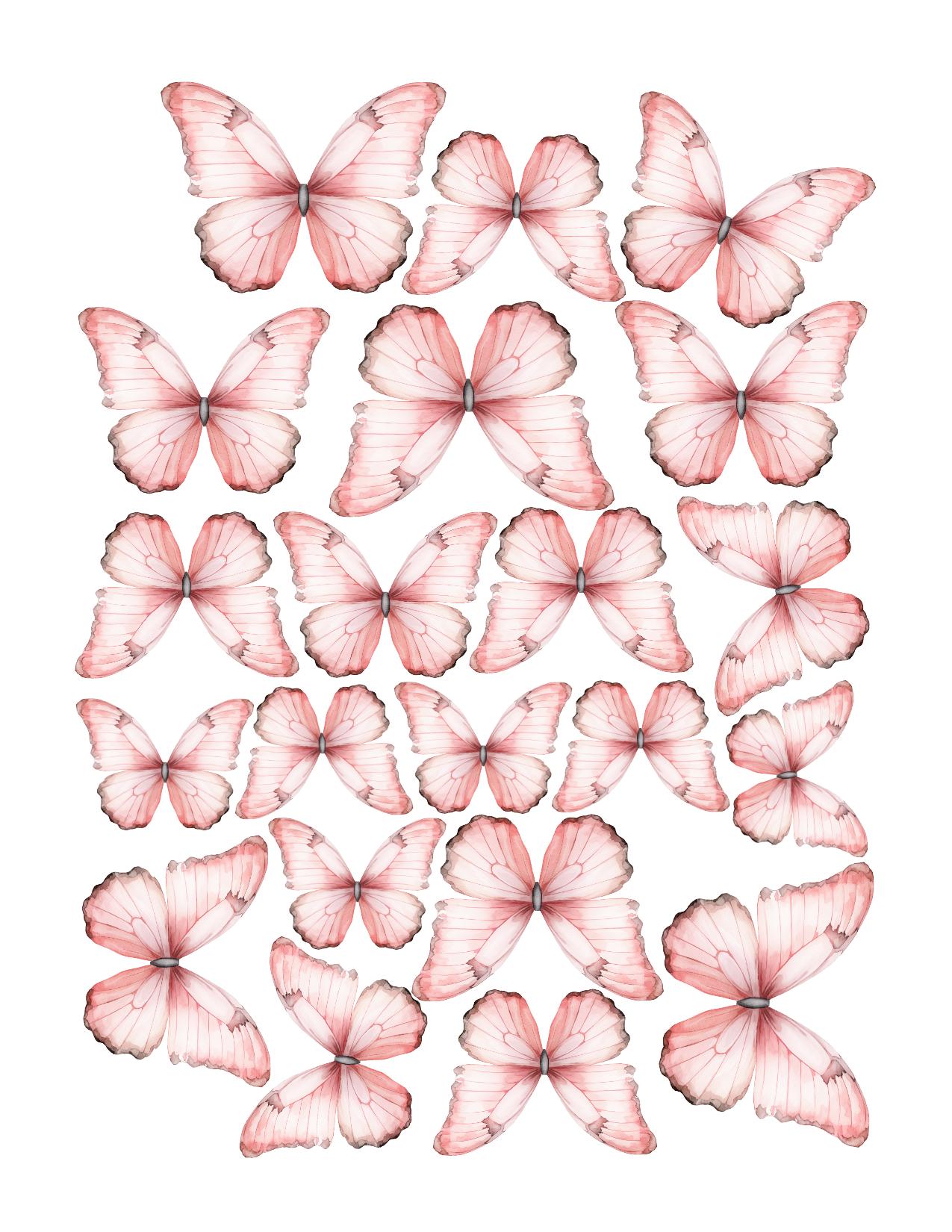 21 Plush Boho Custom Edible Pre-Cut 3D Wafer Paper Butterflies - Multi-Sized For Cakes, Desserts, Drinks, Parties, Weddings and Bouquets