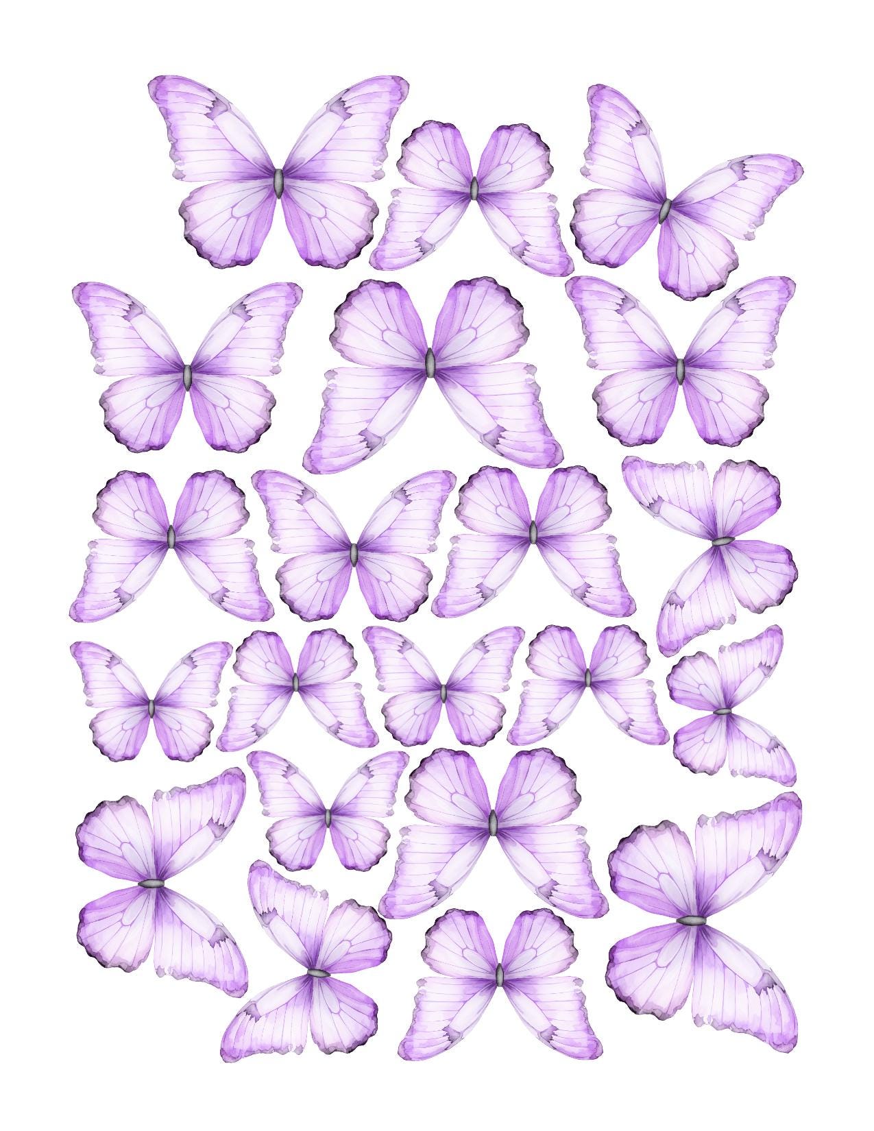 21 Plush Boho Custom Edible Pre-Cut 3D Wafer Paper Butterflies - Multi-Sized For Cakes, Desserts, Drinks, Parties, Weddings and Bouquets