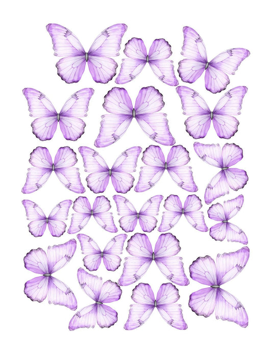 21 Plush Boho Custom Edible Pre-Cut 3D Wafer Paper Butterflies - Multi-Sized For Cakes, Desserts, Drinks, Parties, Weddings and Bouquets