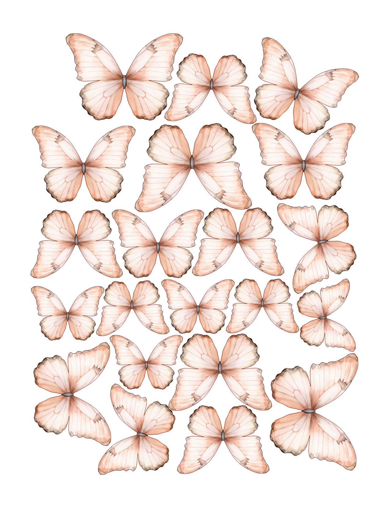 Boho Custom Edible Pre-Cut 3D Wafer Paper Butterflies - Multi-Sized For Desserts, Drinks, Parties, Weddings and Bouquets