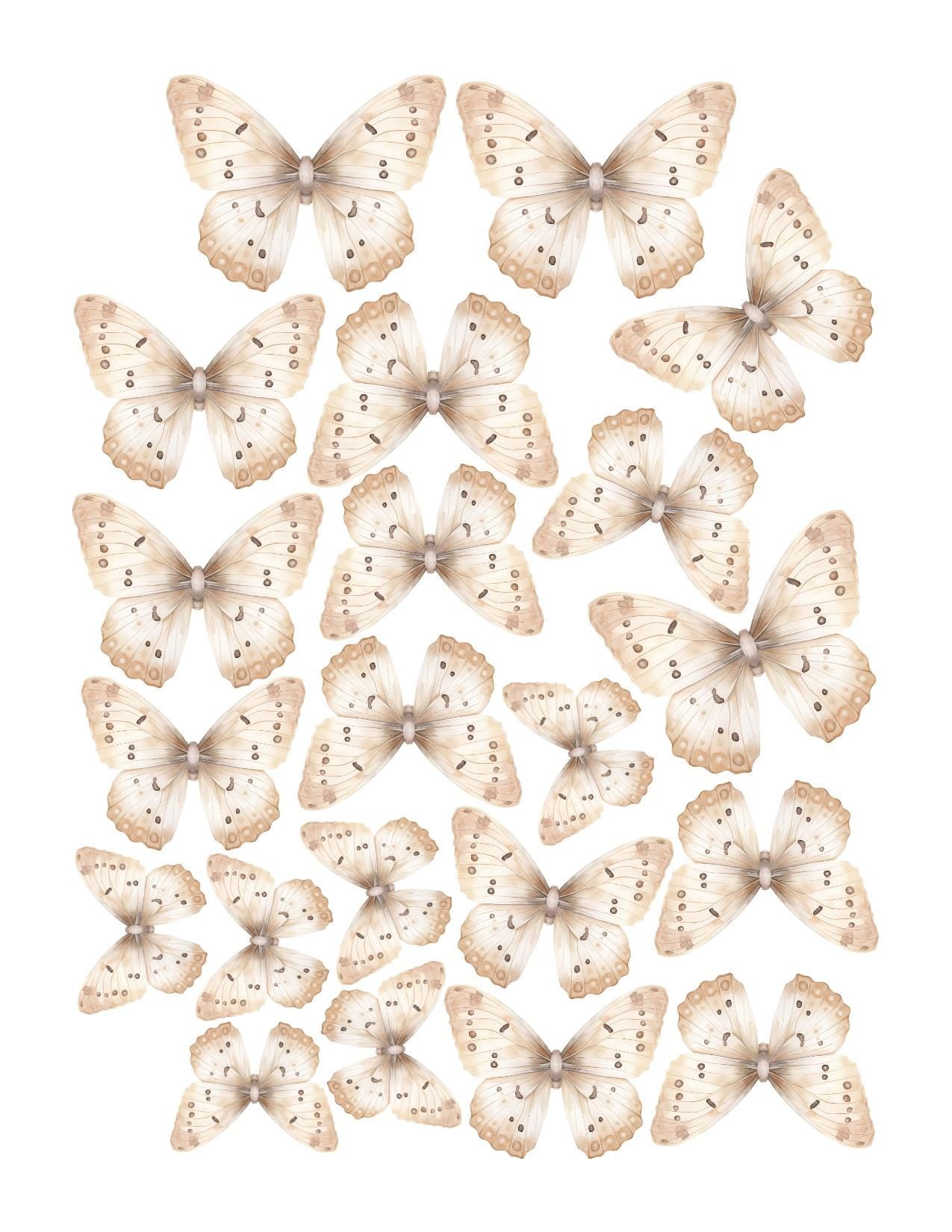 Spotted Boho Custom Edible Pre-Cut 3D Wafer Paper Butterflies - Multi-Sized For Cakes, Desserts, Drinks, Parties, Weddings and Bouquets