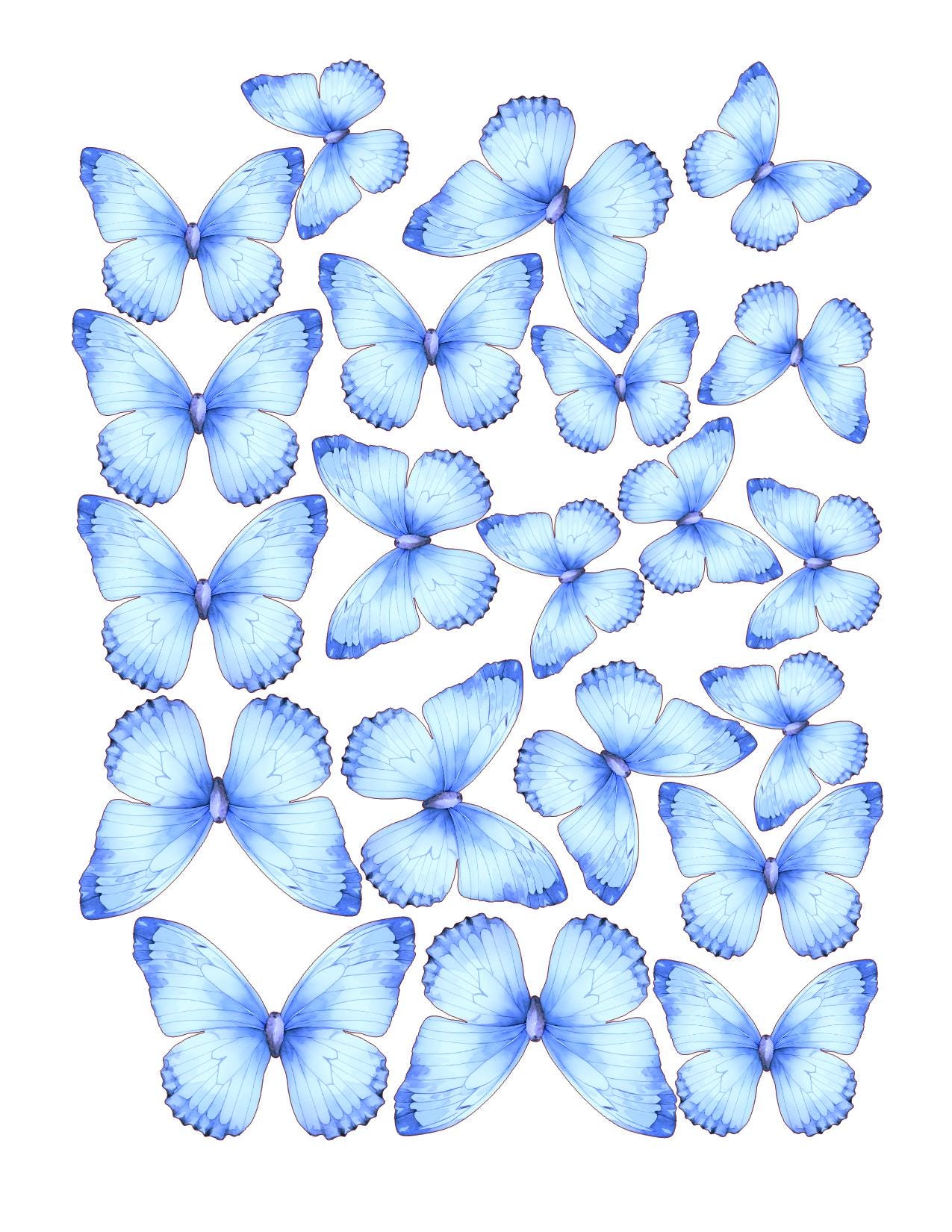 Vibrant Custom Edible Pre-Cut 3D Wafer Paper Butterflies - Multi-Sized For Cakes, Desserts, Drinks, Parties, Weddings and Bouquets