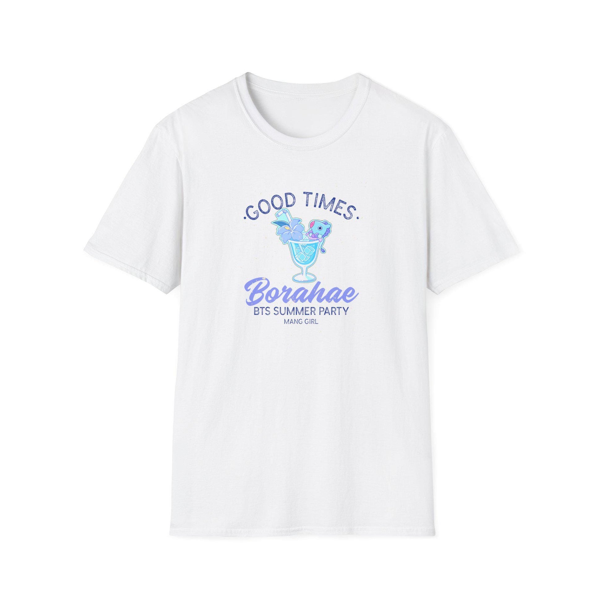 BT21 Jhope Mang Surfwear Style T-Shirt, K-Pop Fan Shirt, Colorful Cocktail Design Tee, Unisex BTS Merchandise, Beach Party Clothing