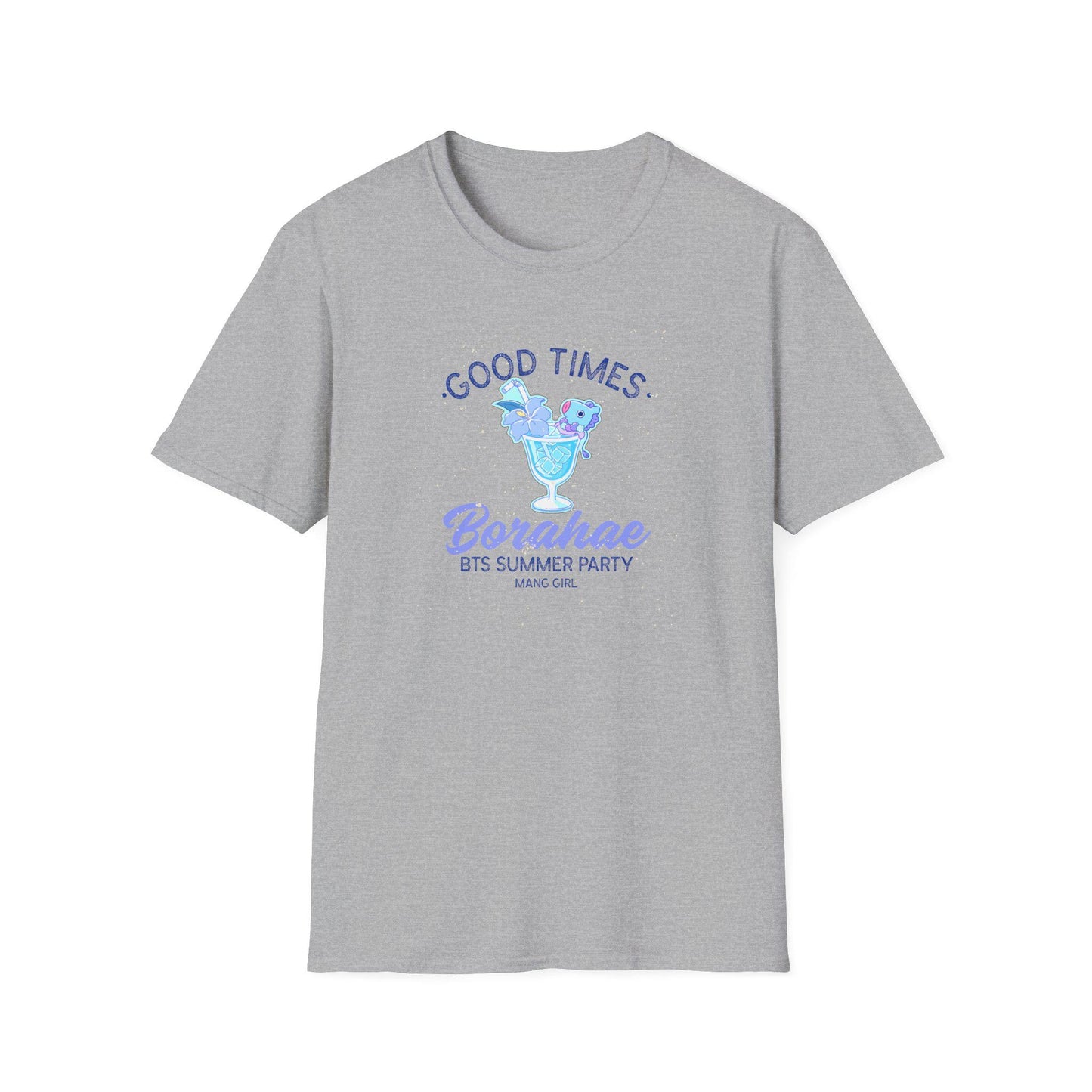 BT21 Jhope Mang Surfwear Style T-Shirt, K-Pop Fan Shirt, Colorful Cocktail Design Tee, Unisex BTS Merchandise, Beach Party Clothing