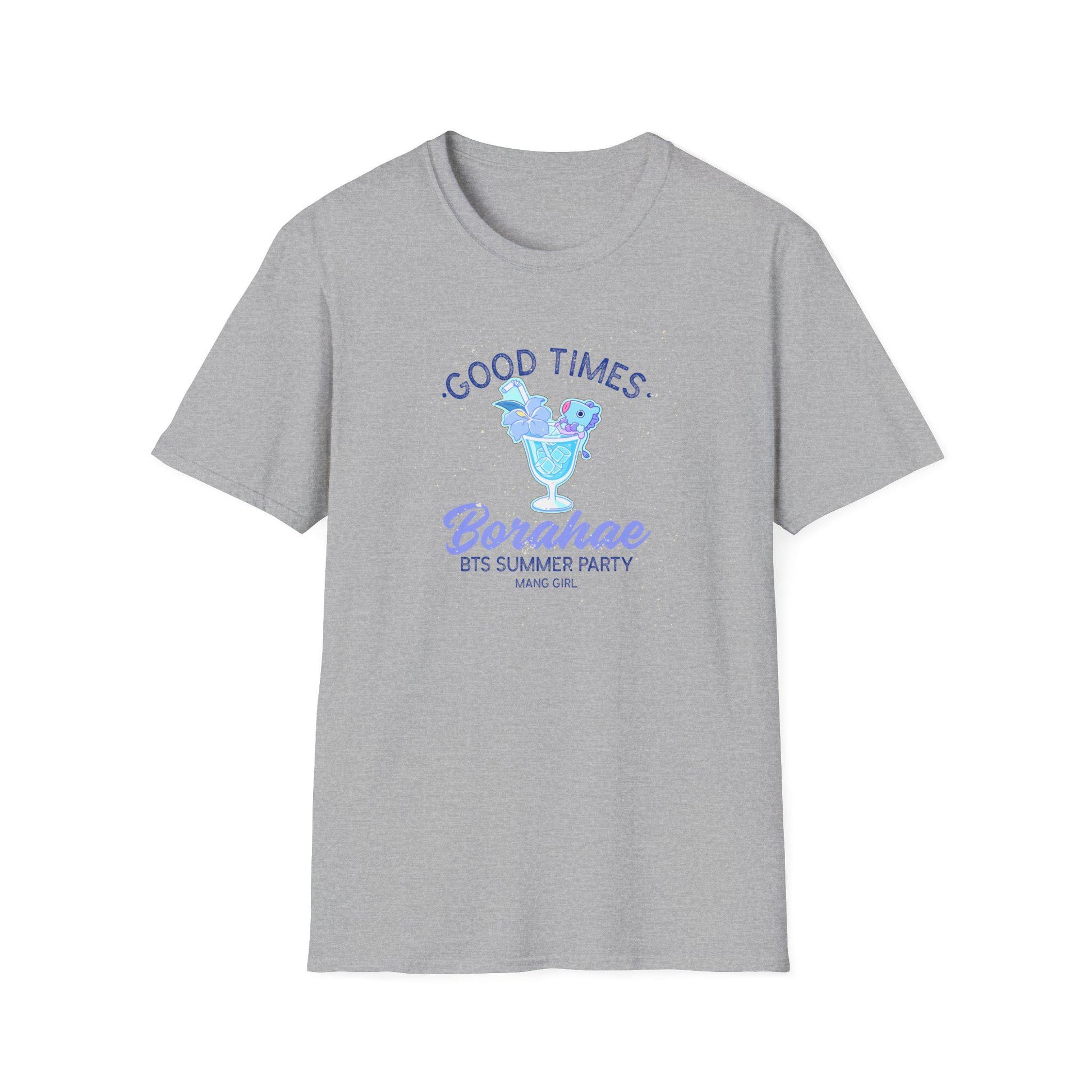 BT21 Jhope Mang Surfwear Style T-Shirt, K-Pop Fan Shirt, Colorful Cocktail Design Tee, Unisex BTS Merchandise, Beach Party Clothing