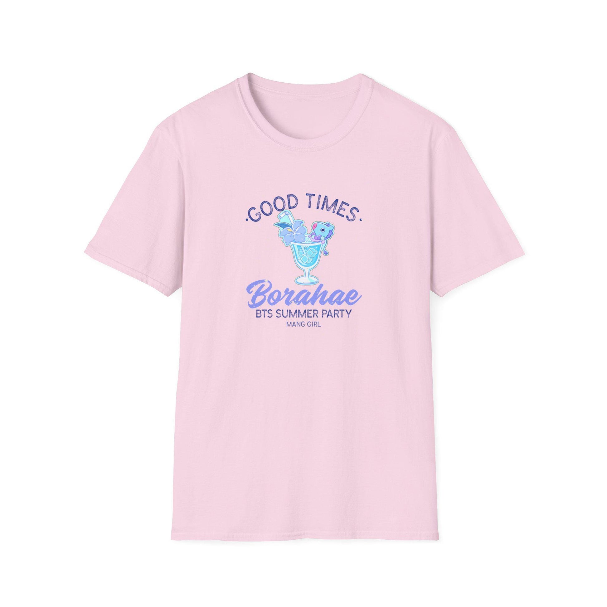 BT21 Jhope Mang Surfwear Style T-Shirt, K-Pop Fan Shirt, Colorful Cocktail Design Tee, Unisex BTS Merchandise, Beach Party Clothing