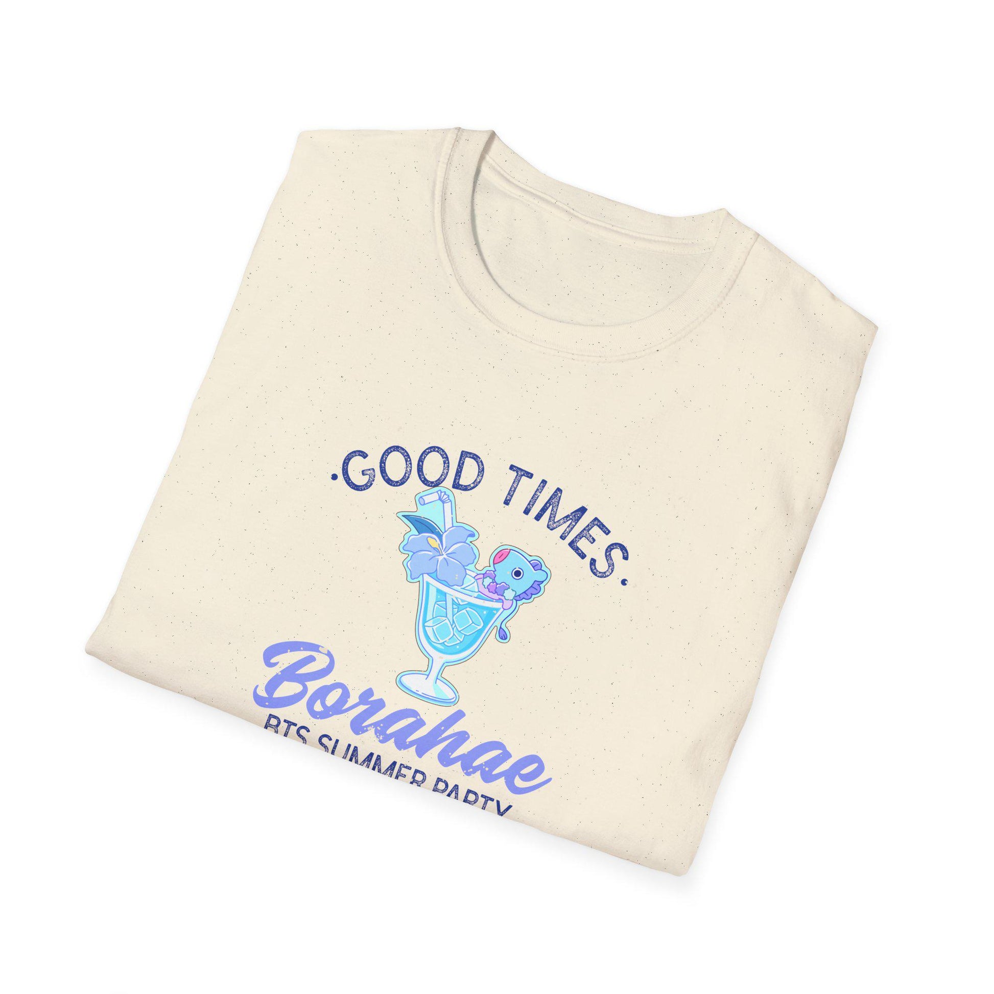 BT21 Jhope Mang Surfwear Style T-Shirt, K-Pop Fan Shirt, Colorful Cocktail Design Tee, Unisex BTS Merchandise, Beach Party Clothing