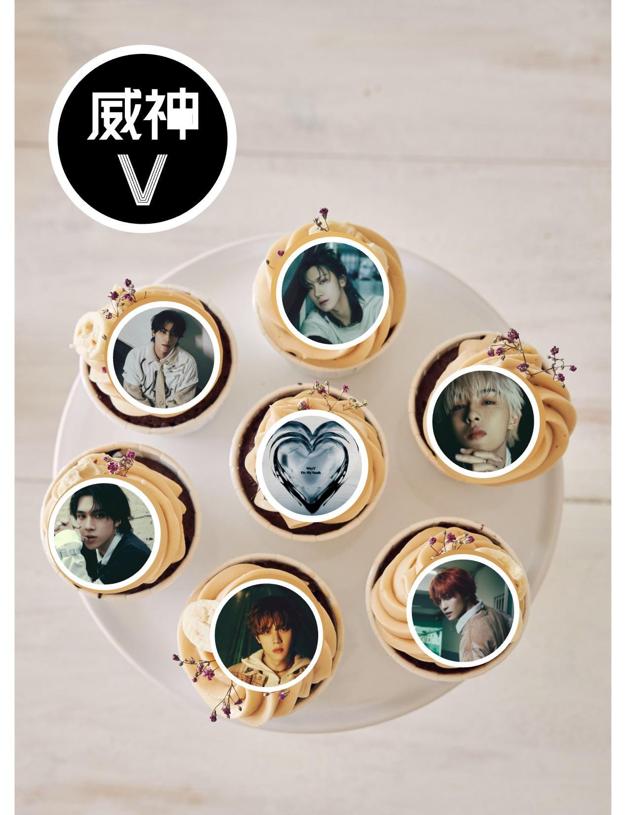 Custom Edible Cupcake Icing Toppers: NCT WayV On My Youth K-pop