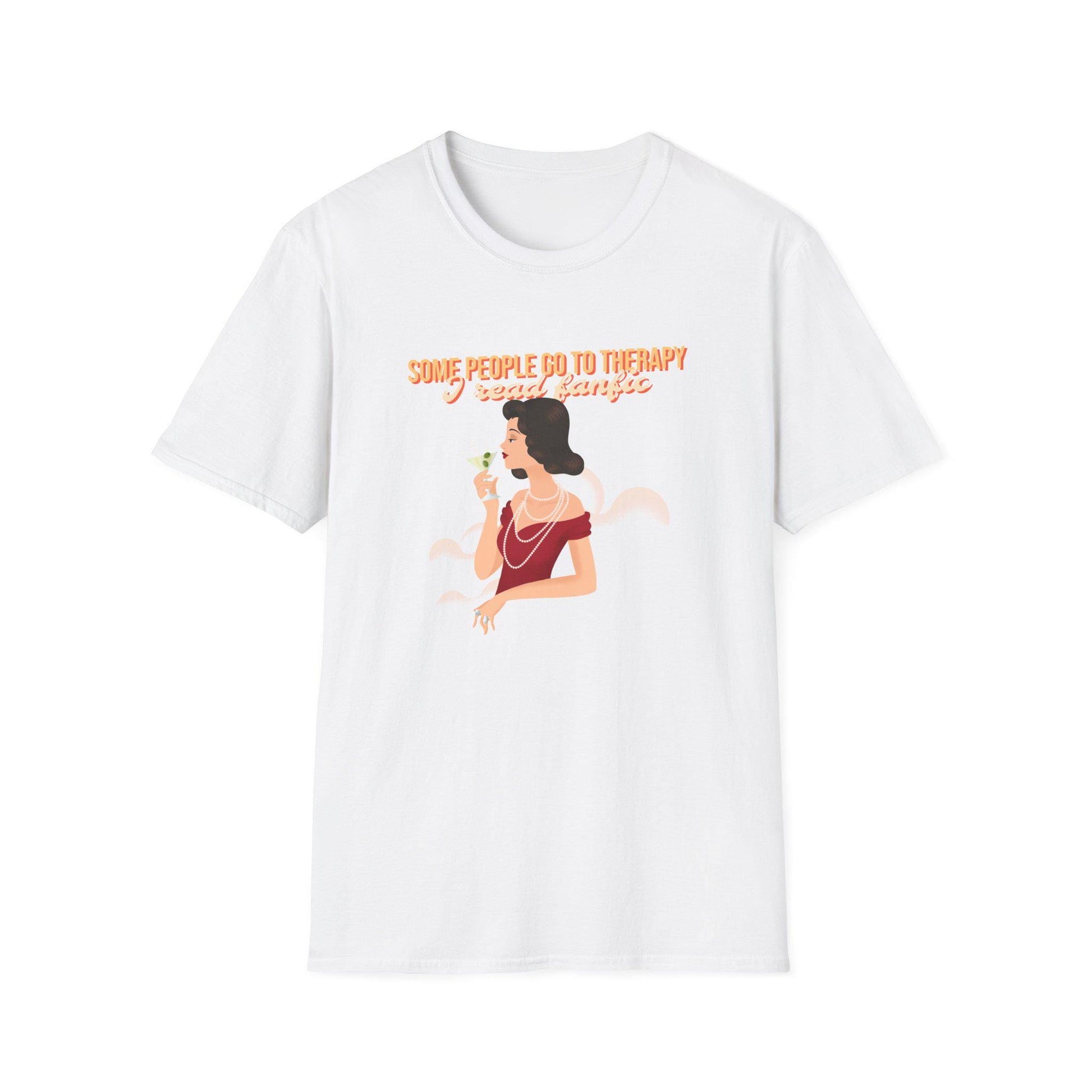Kpop Fan Shirt, Some People Go to Therapy I Read Fanfic Tee, Funny Fanfiction Merch, Aesthetic Outfit, Unisex Cotton T-Shirt