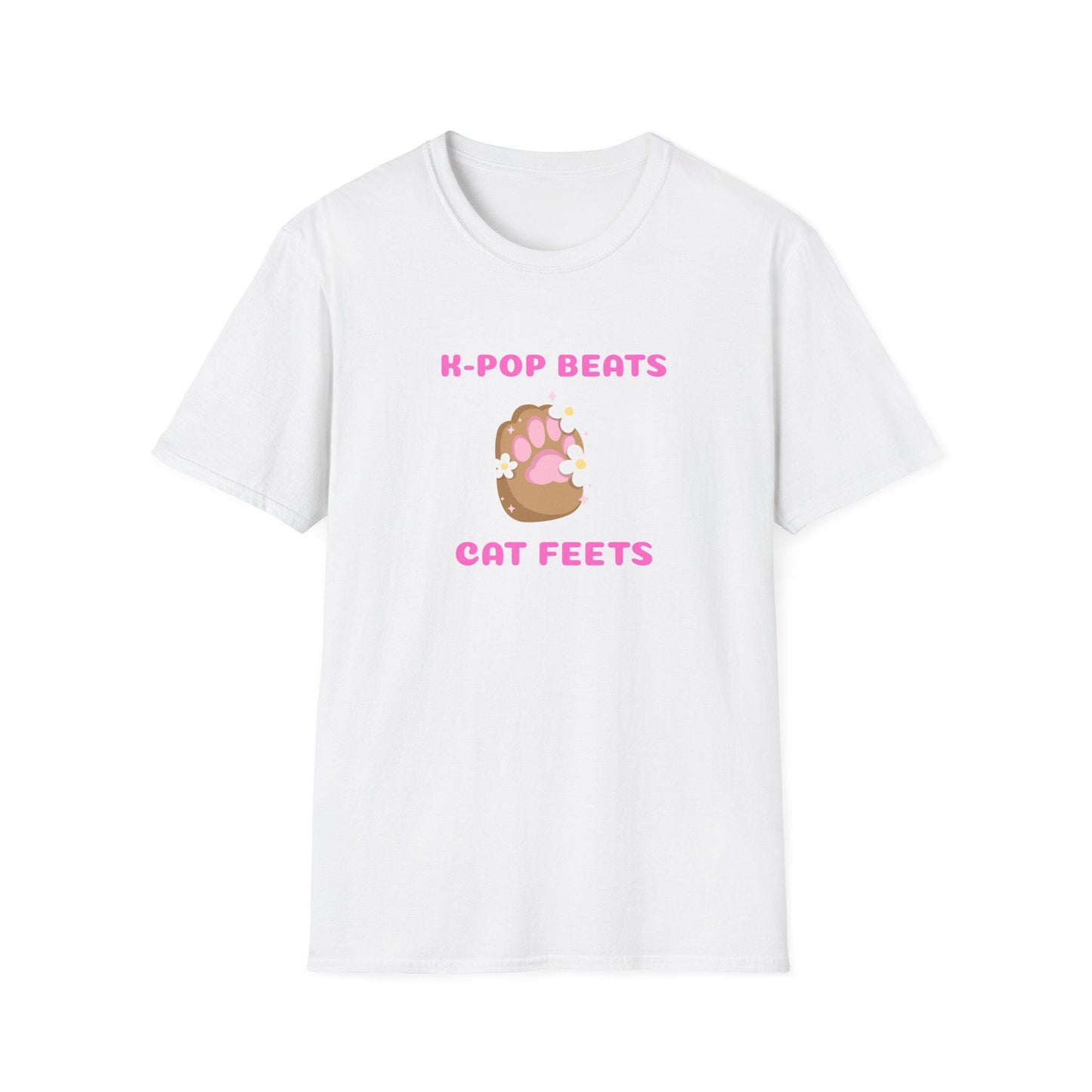 Kpop Cat Shirt, Beats and Cat Feets Tee, Funny Fan Merch, Cute Aesthetic Outfit, Unisex Cotton Top