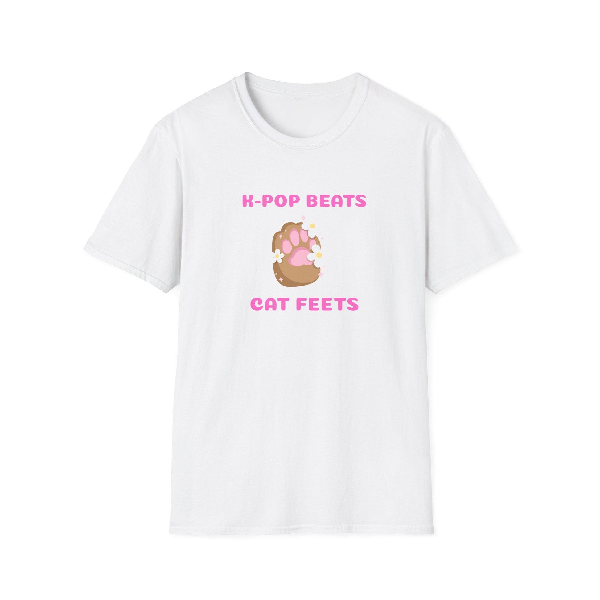 Kpop Cat Shirt, Beats and Cat Feets Tee, Funny Fan Merch, Cute Aesthetic Outfit, Unisex Cotton Top