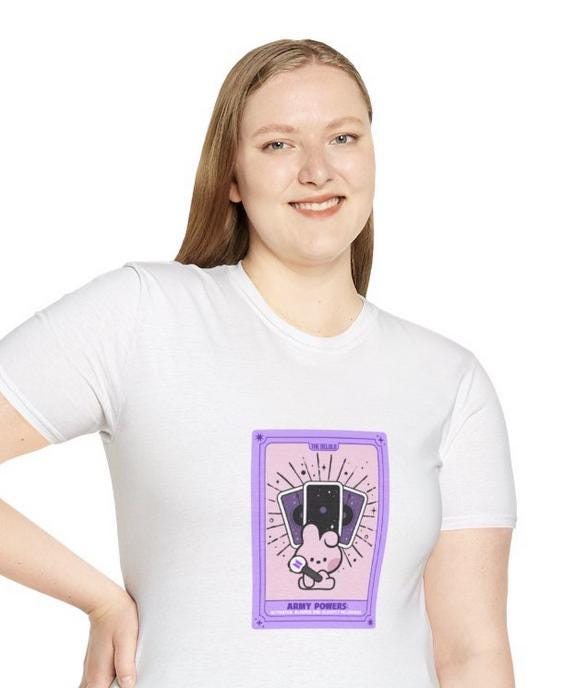 BTS Kpop Shirt, BT21 Cooky Tarot Tee, Fan Merch, Concert Outfit, Unisex Cotton T-Shirt