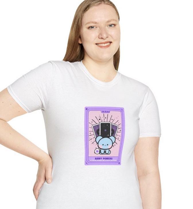 BTS Kpop Shirt, BT21 Koya Tarot Design, Fan Gift, Concert Outfit Tee, Unisex Cotton Top